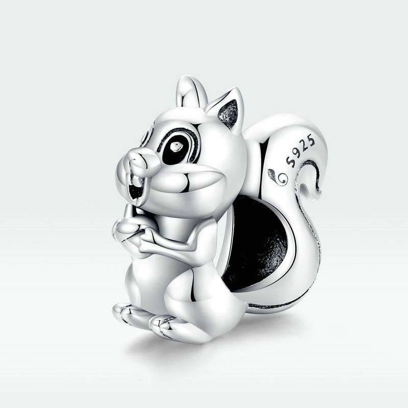 Detailed silver squirrel charm with S925 marking