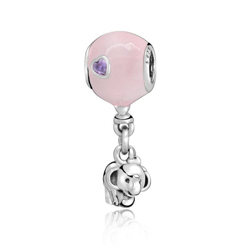 Pink balloon charm with elephant design