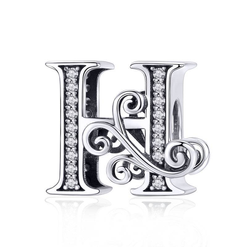 Decorative letter H charm with crystals