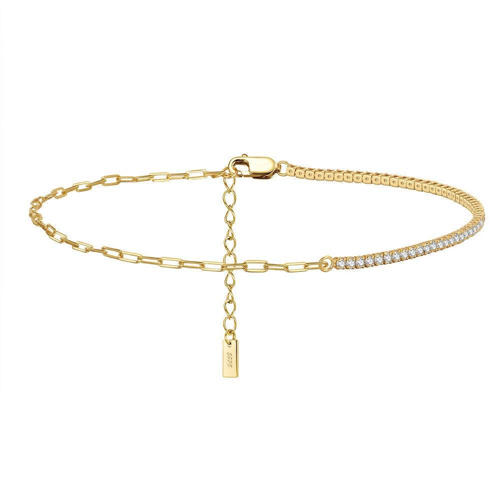 Gold anklet with zircon accents