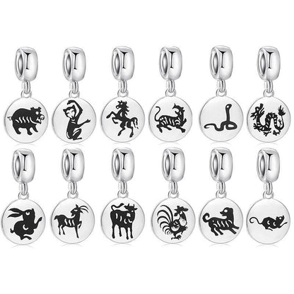 Set of Chinese Zodiac Charms with animal symbols