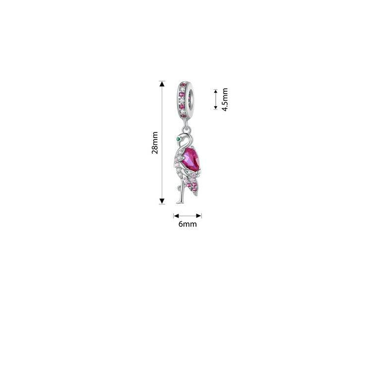 Flamingo charm dimensions 28mm x 6mm