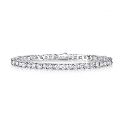 Close-up of Moissanite Tennis Bracelet with shimmering Moissanite stones in a sterling silver setting for a timeless look.