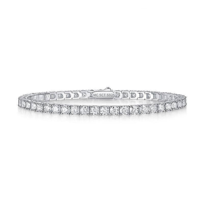 Elegant Moissanite Tennis Bracelet featuring radiant Moissanite stones set in sterling silver, perfect for affordable luxury jewelry.