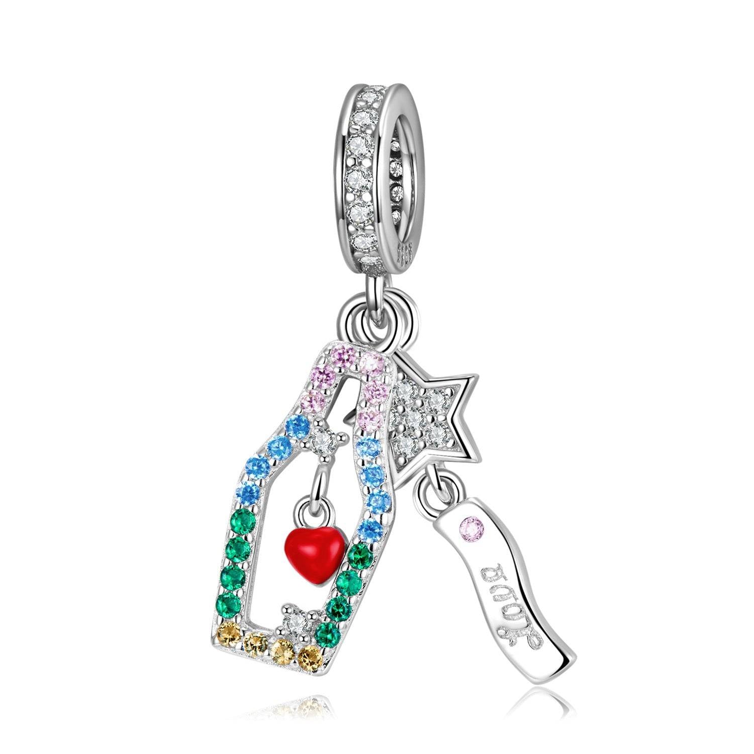 Colorful love bottle charm with heart detail