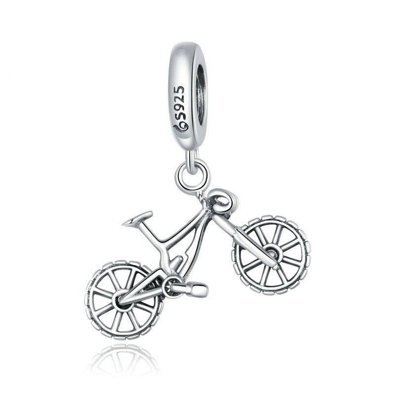 Sterling silver bike charm for bracelets