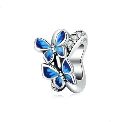 Elegant blue butterfly spacer charm with crystals