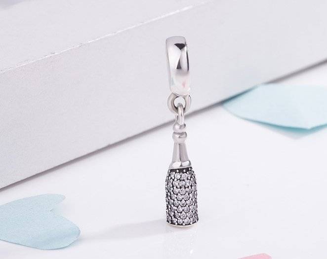 Stylish Champaign Bottle Charm on white background