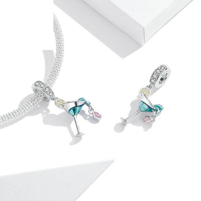 Pair of cocktail glass charms with vibrant details