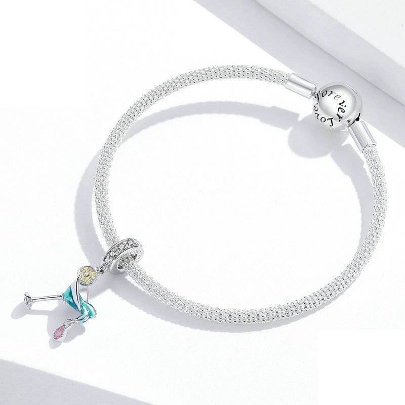 Cocktail glass charm on a stylish bracelet