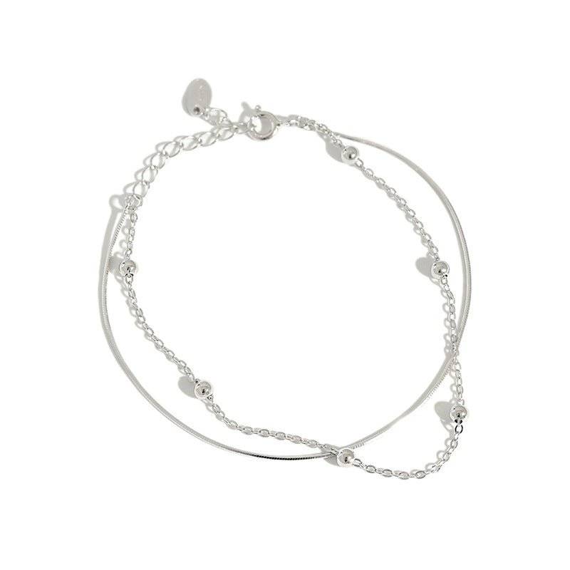 Double round bead anklet