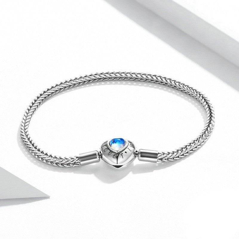 Heart Moonstone Inlaid Sterling Silver BraceletBracelet