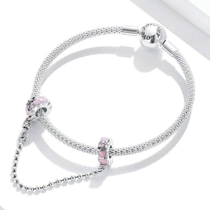 Heart Safety Chain on a silver bracelet