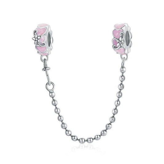 Elegant Heart Safety Chain with pink accents