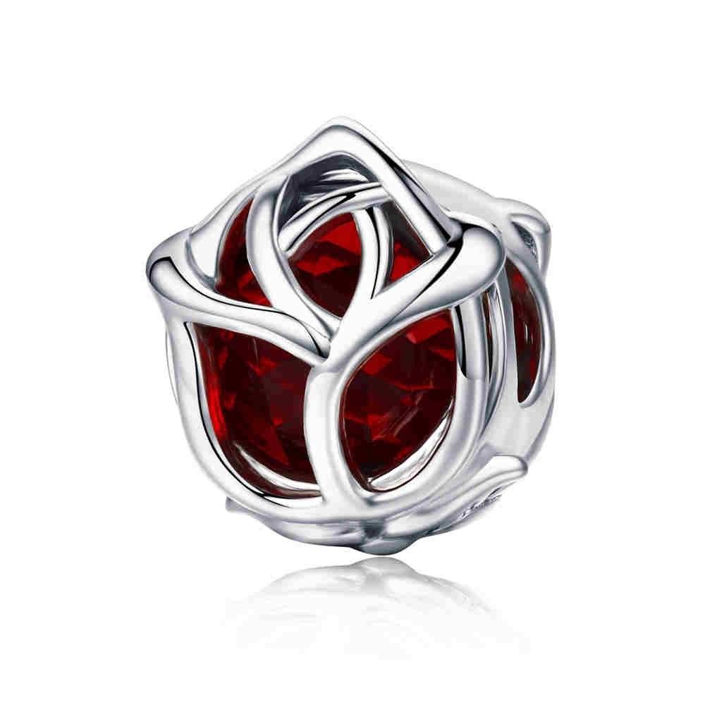 Red rose charm with intricate design