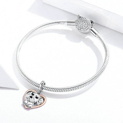 Bracelet with puppy charm in heart shape