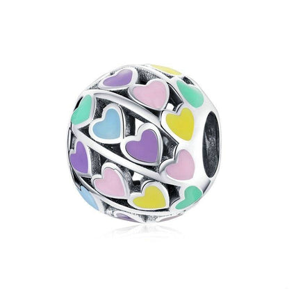 Rainbow colours Heart Charm bead