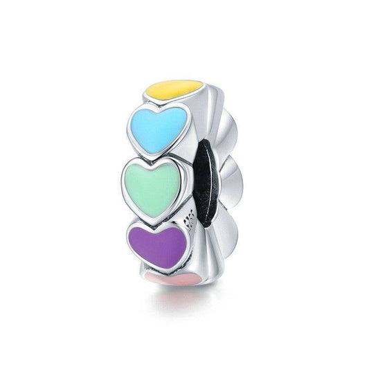 Colorful heart charm spacer with vibrant design